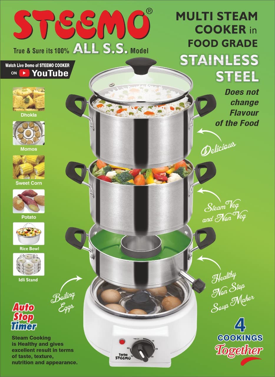 All S.S. Model Steemo Multi Steam Cooker in Food Grade Stainless Steel