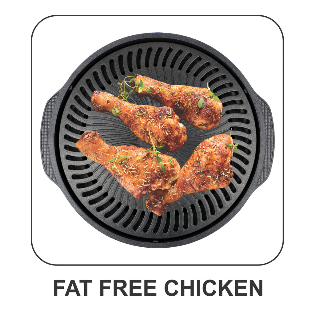 Gas O Grill Aluminum BBQs Full Non-Stick Smokeless Indoor Tandoor JUMBO 14 Inches