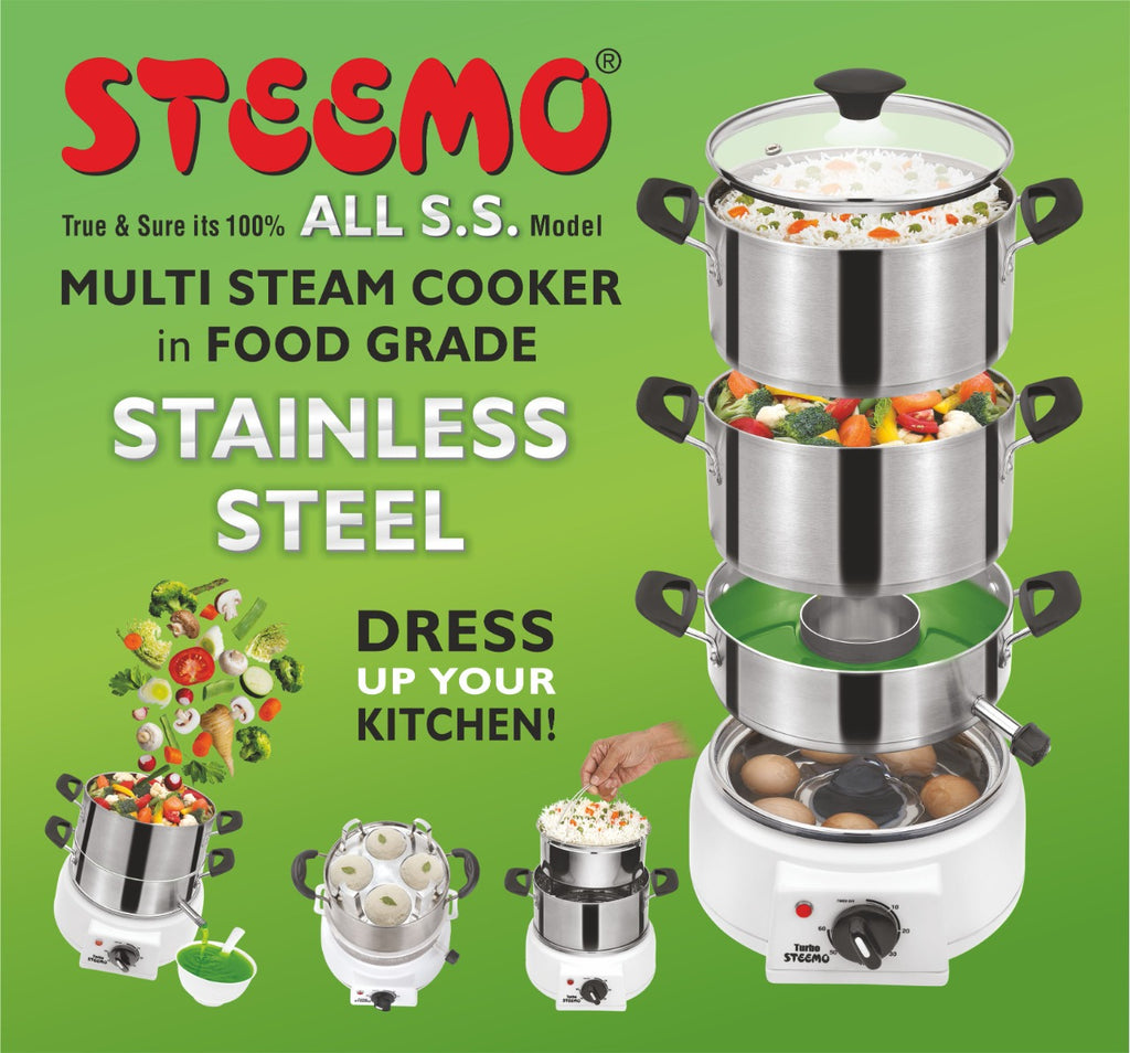 All S.S. Model Steemo Multi Steam Cooker in Food Grade Stainless Steel