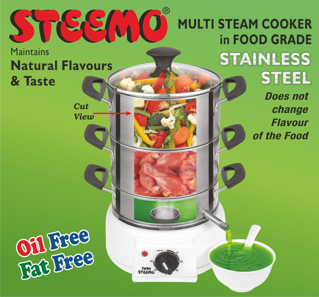 All S.S. Model Steemo Multi Steam Cooker in Food Grade Stainless Steel