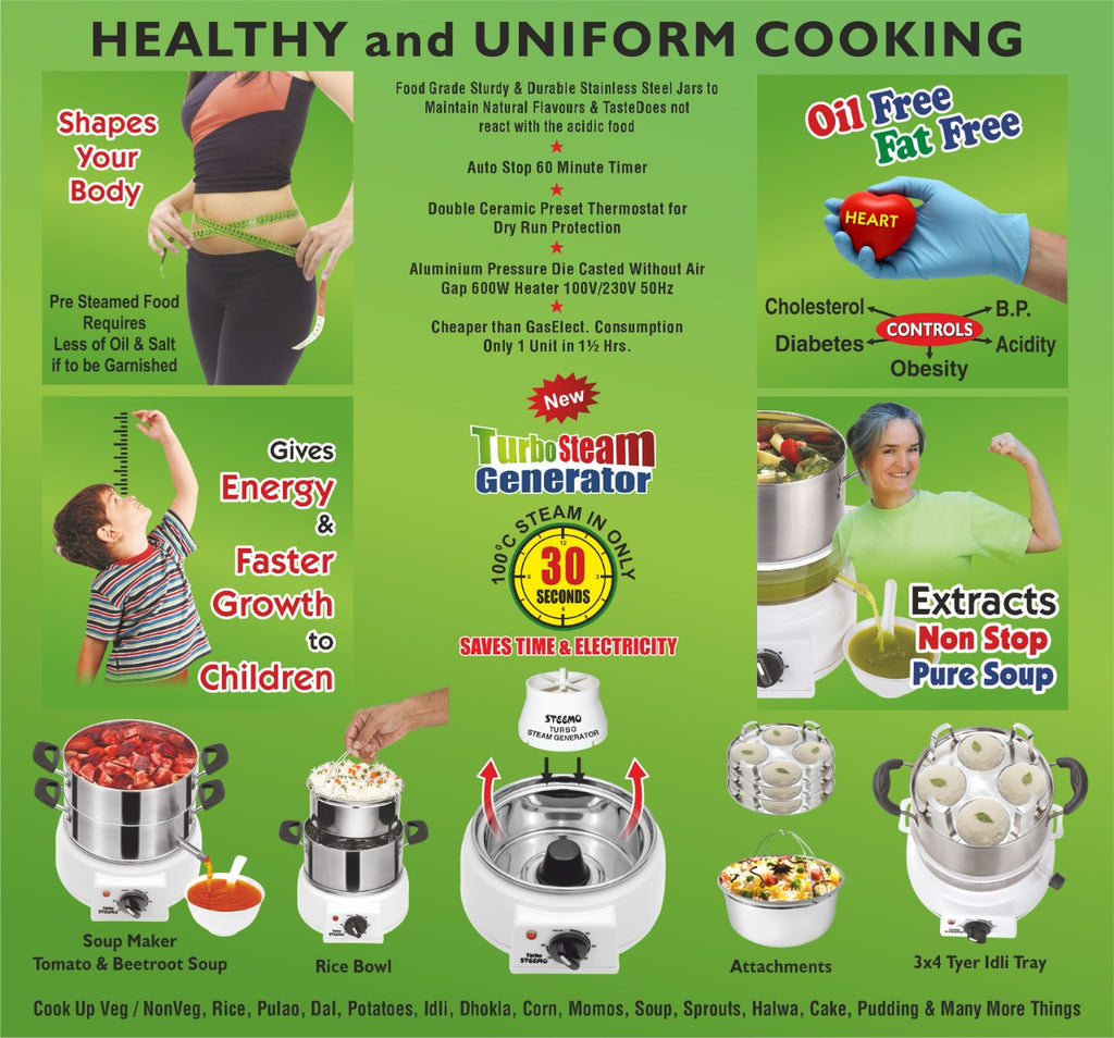 All S.S. Model Steemo Multi Steam Cooker in Food Grade Stainless Steel