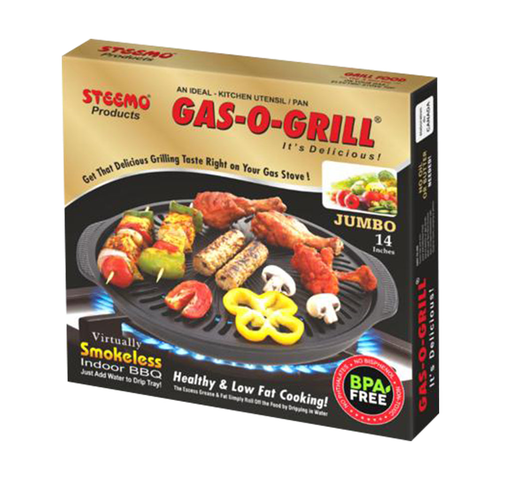 Gas O Grill Aluminum BBQs Full Non-Stick Smokeless Indoor Tandoor JUMBO 14 Inches